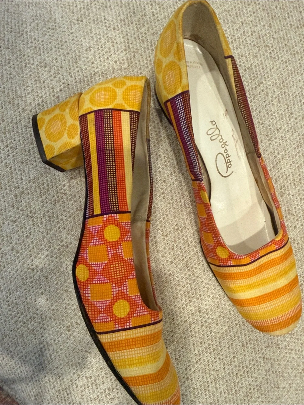 Vintage Pappagallo Orange Yellow Pump Block Heel Approx 8.5–9 (please use meas.)